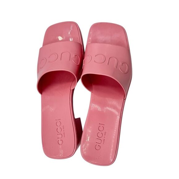 Gucci Pink Jelly Rubber Platform Slide Sandals Size 37 / 7 - Picture 7 of 10